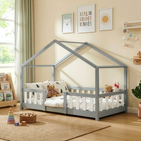 Kinderbett Treviolo 80x160 cm Hellgrau / Weiß [en.casa] (1/5)