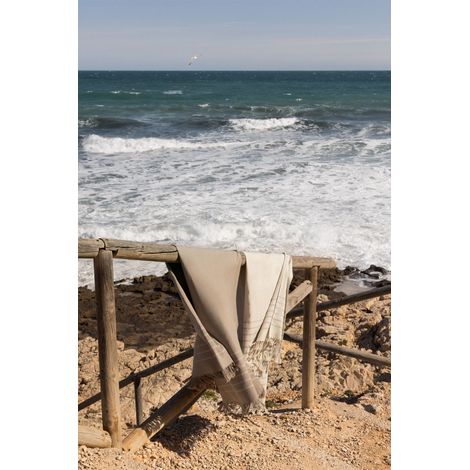Serviette de plage en coton Calicut SKLUM Tapioca Beige 100 x 180 cm (1/5)