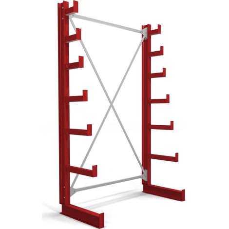 STIER Kragarmregal einseitig 1 Feld mit 6 absteigenden Ebenen 1300x2000x500mm feuerrot