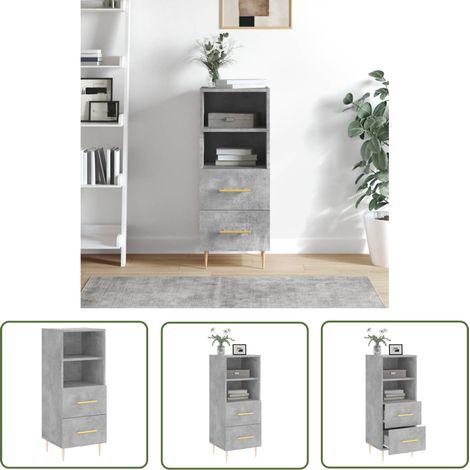 The Living Store Sideboard Betongrau 34,5x34x90 cm Holzwerkstoff - Sideboard - Wohnwand - Regal - Wohnzimmermöbel - Grau (1/5)