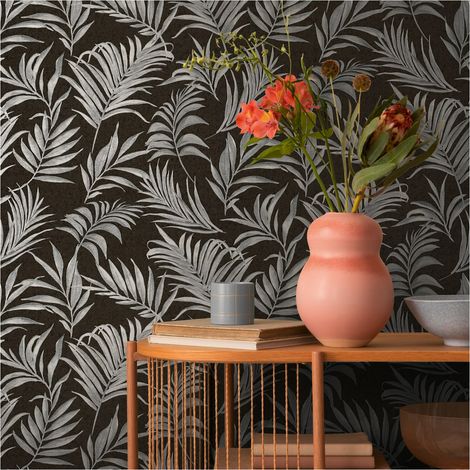 A.S. Creation Vliestapete 10.05 x 0.53 m Livingwalls Dschungel Tapete Schwarz 791087 Palmen CosmoLiving by Cosmopolitan