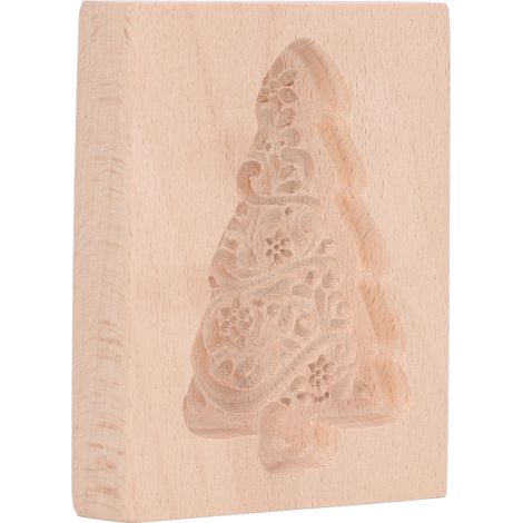 Emporte-pièce en bois sculpté, moule à biscuits en forme de sapin de Noël, presse à biscuits en pain d'épice, tampon à gaufrer (1/5)