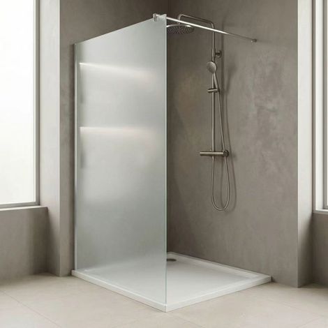 Durovin Bathrooms Walk In Wetroom Shower Enclosure 2000 mm high- 8mm Safety Glass - 800mm Fully Frosted Shower Screen (1/5)