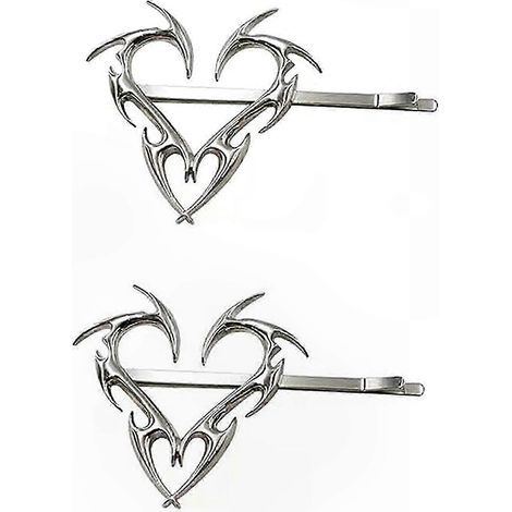Barrette punk en métal, pince à cheveux cœur pour frange, accessoire y2k, épingle à cheveux pour coiffure grunge, lot de clips cheveux, style rétro, fixation robuste. (1/5)
