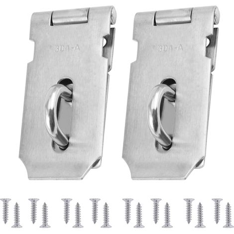 Verrou de porte robuste en deux parties avec moraillon et agrafe, loquets en acier inoxydable, verrou de porte avec 16 vis, 10 cm (4 pouces)