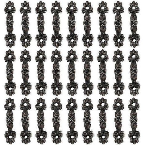 24 poignées de meuble en bronze antique - Poignées de tiroir en alliage de zinc pour armoires, commodes et penderies - Installation facile (1/4)