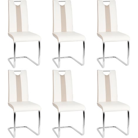 2er Set Esszimmerstuhl,Schwingstuhl,Kunstleder,für Esszimmer, Wohnzimmer & Küche,Schwarz+Weiß