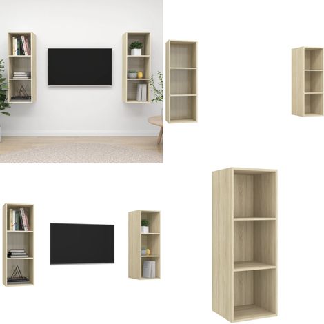 TV-Wandschränke 2 Stk. Sonoma-Eiche Holzwerkstoff - TV Schrank - Wandschrank - Holzschrank - Sonoma Eiche - Regal - Home & Living (1/5)