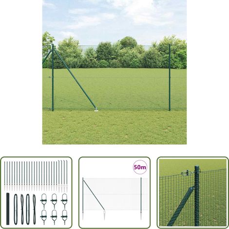 Zaunpfosten -  Zaunpfosten Grün 50 x 1,5 m (16 x 16 mm Maschen) Stahl und PVC (1/5)