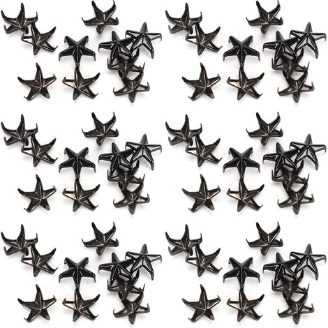 200 Pièces Clous Étoile 5 Branches 10mm Noir, Rivets Décoratifs DIY pour Sacs, Chapeaux et Accessoires (1/5)