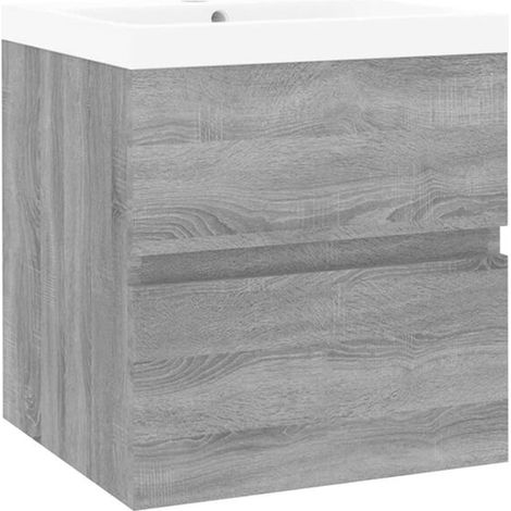 Meuble lavabo avec vasque intégrée Sonoma gris en bois d'ingénierie (1/5)