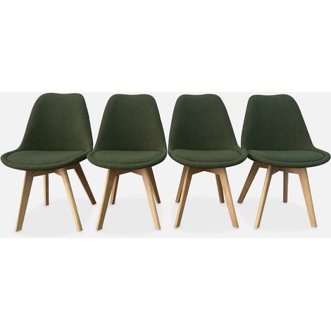 Set 4 sedie scandinave bouclé e gambe in legno (1/5)