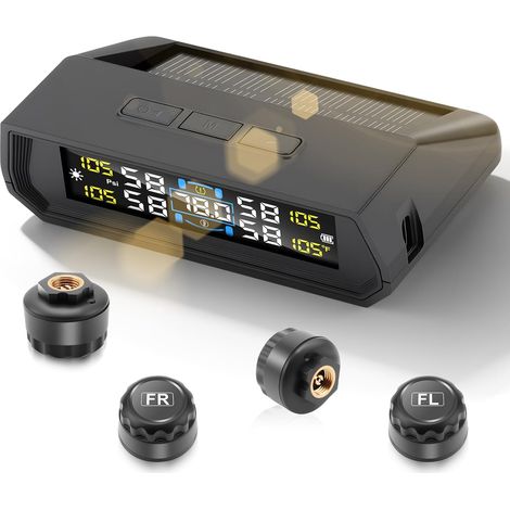 Sistema di monitoraggio TPMS con 4 sensori esterni di pressione pneumatici, con allarme, 73 psi/99 psi, 5 bar per camper (1/5)