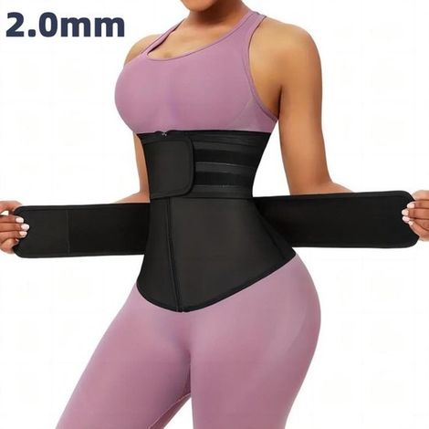 Ceinture de sport pour femme, 2 mm, effet sauna, avec fermeture éclair et double velcro sur le devant, pour une rétention de chaleur optimale lors de vos entraînements, taille M. (1/2)