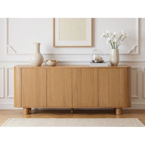 BOBOCHIC - Buffet 4 portes 180 cm MALO placage chêne massif   Marron clair (1/5)