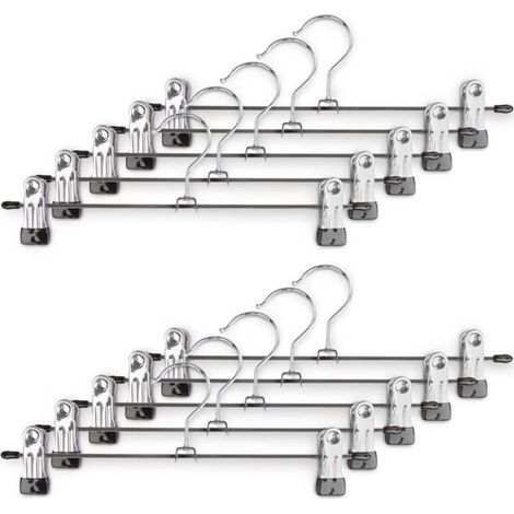 Lot de 10 cintres antidérapants en métal avec 2 pinces réglables (1/4)