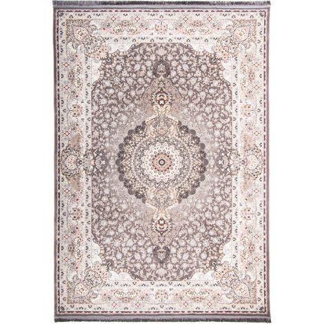 Tapis persan Raha  - 150x100cm, Rectangular - 100% Acrylique - Tissé - Gris