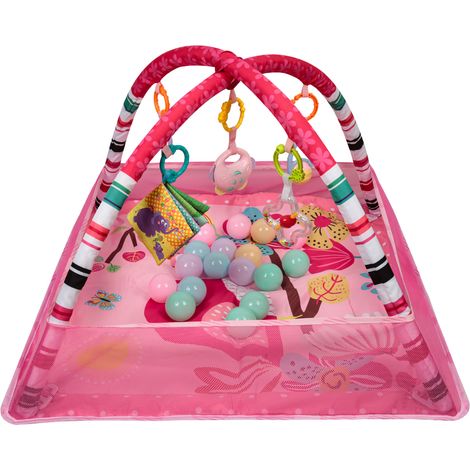 Skecten Gimnasio para bebés,Alfombrilla de gimnasia para bebés,con arco de juego y bolas - Rosa (1/5)