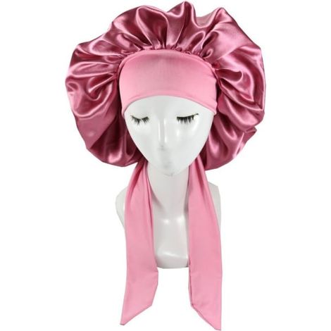 Bonnet en soie pour cheveux bouclés naturels, bonnet de nuit en satin violet foncé (1/5)