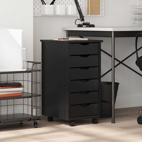 Meubles de Rangement,Armoire roulante avec tiroirs MOSS noir bois de pin solide CFW397207 (1/5)