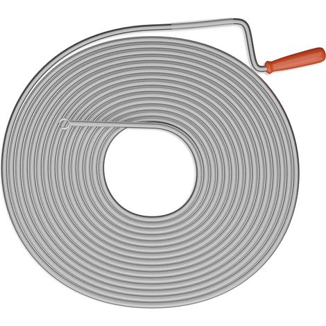 Furet déboucheur de canalisation,15 mètres, pour Douche, évier, WC, Spirale de Nettoyage, Acier, argenté/Rouge (1/5)