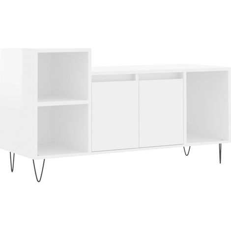 Mobile TV multimediale scaffale per televisione televisore buffet sala da pranzo soggiorno camera da letto lucido 100 x 35 x 55 cm derivati del legno bianco 020026981
