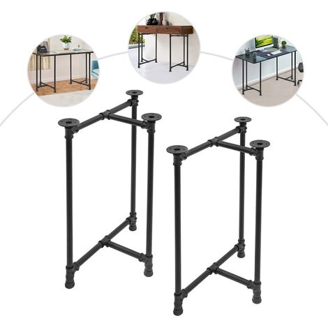 Patas de mesa Juego de 2 patas de metal para escritorio Patas de mesa de comedor de 28 pulgadas Negro industrial (1/5)