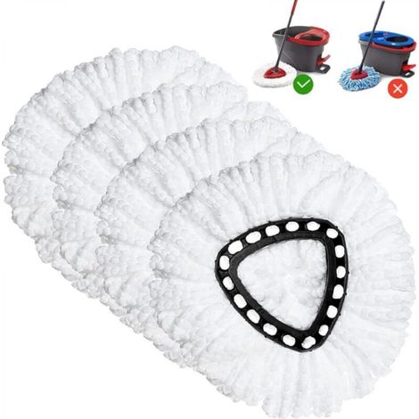 White triangular swivel mop head (pack of 4) compatible with the Ocedar triangular swivel mop, machine washable. (1/5)