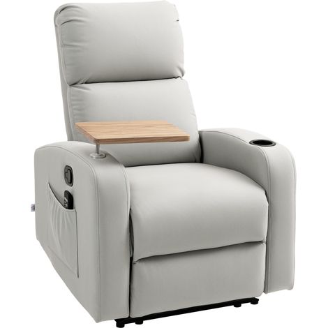 Massagesessel mit 4 Vibrationsmodi, 145° Neigungswinkel, Fernbedienung, 77 x 93 x 105 cm, hellgrau (1/5)
