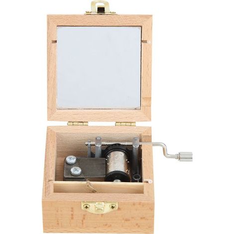 Spieluhr aus Buchenholz, handbetriebene Spieluhr mit Präzisionsmechanismus, Geschenk für Schüler, Raketendesign (1/5)