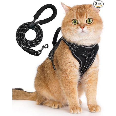 Cat Kitten Harness with Leash, Cat Harness and Lead Set, Anti-Escape Safety Vest Harness with Reflective Strips, Adjustable Walking Harnai/s for Kitten Puppies (M) (1/5)