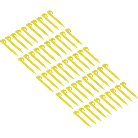 Lot de 50 Piquets de Tente en Plastique 14cm, Sardines de Sable Crantées en ABS Haute Résistance, Clous de Camping pour Abri de Plage, Jaune (1/5)