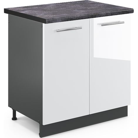 Mobile lavello cucina Fame-Line, Bianco lucido, 80 cm , PL Antracite, Vicco (1/5)