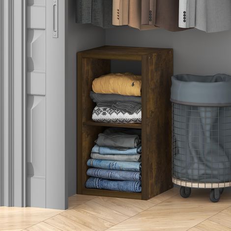 Rangement et Organisateur de Placard, Organisateur de Placard à 2 Cubes, étagère Ouverte, Cadre Extra épais pour Armoire, Chambre, Salon, pin ambré (1/5)