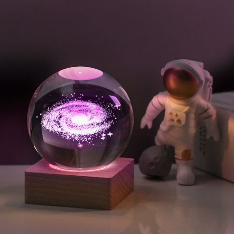 Lampe Boule En Cristal - Veilleuse Décorative Avec Support - Pour Chambre À Coucher Salon Bureau - 1 Pièce (1/3)
