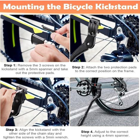 1 pezzo - cavalletto per bicicletta per adulti - cavalletto regolabile in alluminio da 61 a 74 cm (da 24 a 29 pollici) - antiscivolo - robusto e durevole - nero - adatto per mountain bike, bici da str (1/5)
