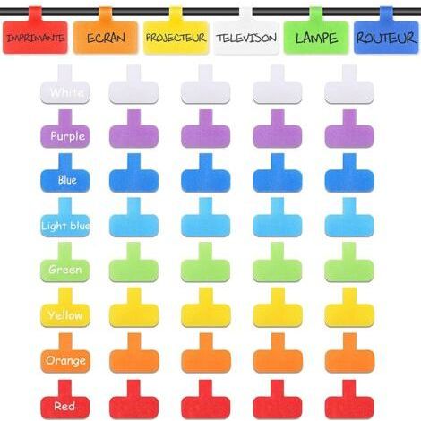 Lot de 40 étiquettes pour câbles réseau multicolores, adhésives avec attaches en nylon pour la gestion et les distinguer (1/5)