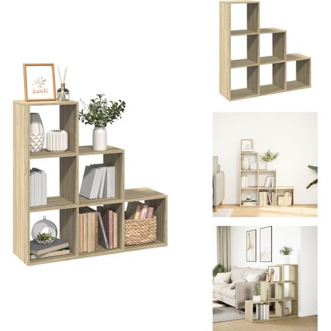 Raumteiler-Bücherregal 3 Etagen Sonoma-Eiche 99x29x99 cm - Raumteiler - Raumtrenner - Bücherregal - Raumteiler Bücherregal (1/5)