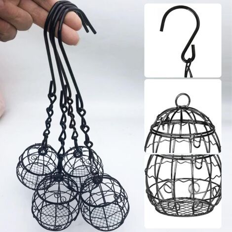 Juego de 4 comederos colgantes de malla metálica para pinzones, capacidad de 1 L, color negro. (1/4)