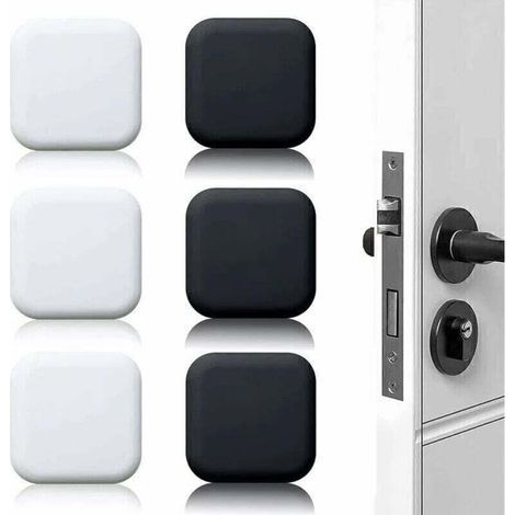 Butée de porte murale blanche/noire 45 mm x 45 mm, lot de 6, butées de porte en caoutchouc auto-adhésives, butées de poignée de porte, butées murales pour poignées de porte contre butées de porte (1/5)