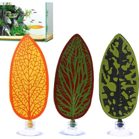 Hamac Poisson Conçu pour Aquarium - Support De Repos en Forme De Feuille Artificielle avec Ventouse,Hamac Aquarium Betta - pour Poisson Eau Douce Crevettes Cachette Repos Bureau (1/5)