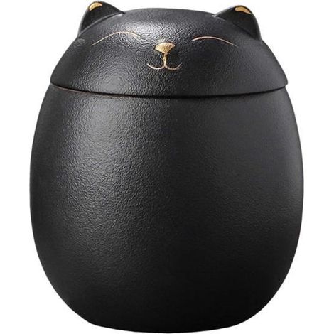 Boîtes en céramique en forme de chat, urnes souvenir pour chiens et chats pour cendres, pots étanches à l\'humidité de Le noir