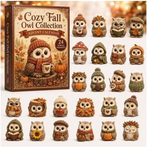 Hibou d'automne calendrier avent 2026 2D boîte surprise