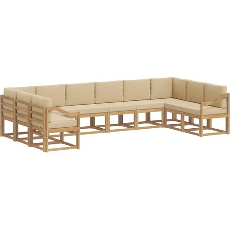 Outdoor-Sofagarnitur 10 stk. 10-Sitzer Weiß und Beige vidaXL (1/5)