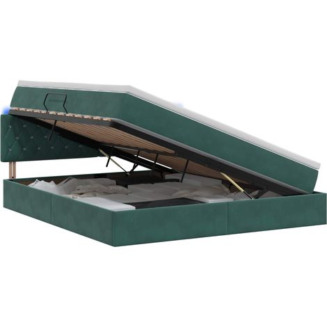 Maison Exclusive - Letto con contenitore LED e materasso Verde Scuro 140 x 200 cm (1/5)