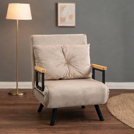 Fauteuil relax beige en polyester 63 x 73 x 81 cm (1/5)