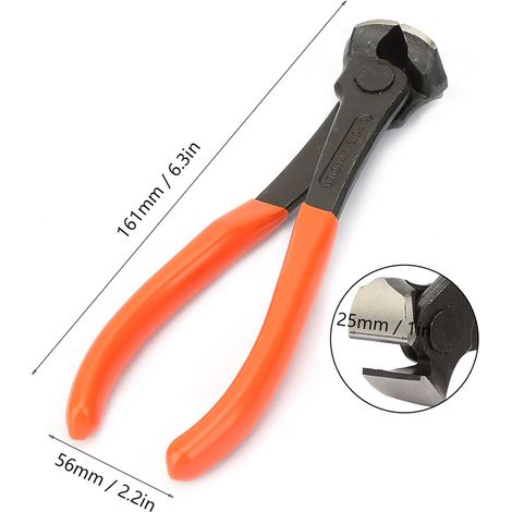 Pince à bout 6 pouces tenaille cisaille acier Cr-V noir poli ferraillage béton coupe câble fil arrache-clou 1 pièce (1/5)