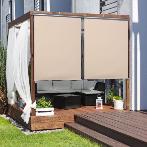 Store extérieur enrouleur 2,5 x 1,6 m avec manivelle, aluminium et polyester 280 g/m², protection UV 50+, couleur crème (1/5)