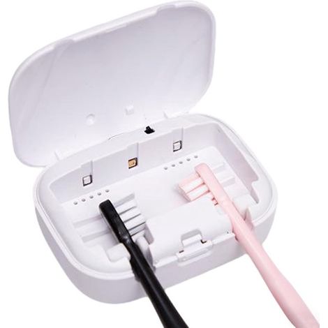Limpiador eléctrico de cepillos de dientes, Limpiador automático de baño con luz UV, higiene, cuidado personal, viajes, limpieza y (blanco) (1/5)