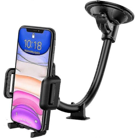 Support de téléphone de voiture, fixation universelle pour pare-brise, bras long flexible (1/2)